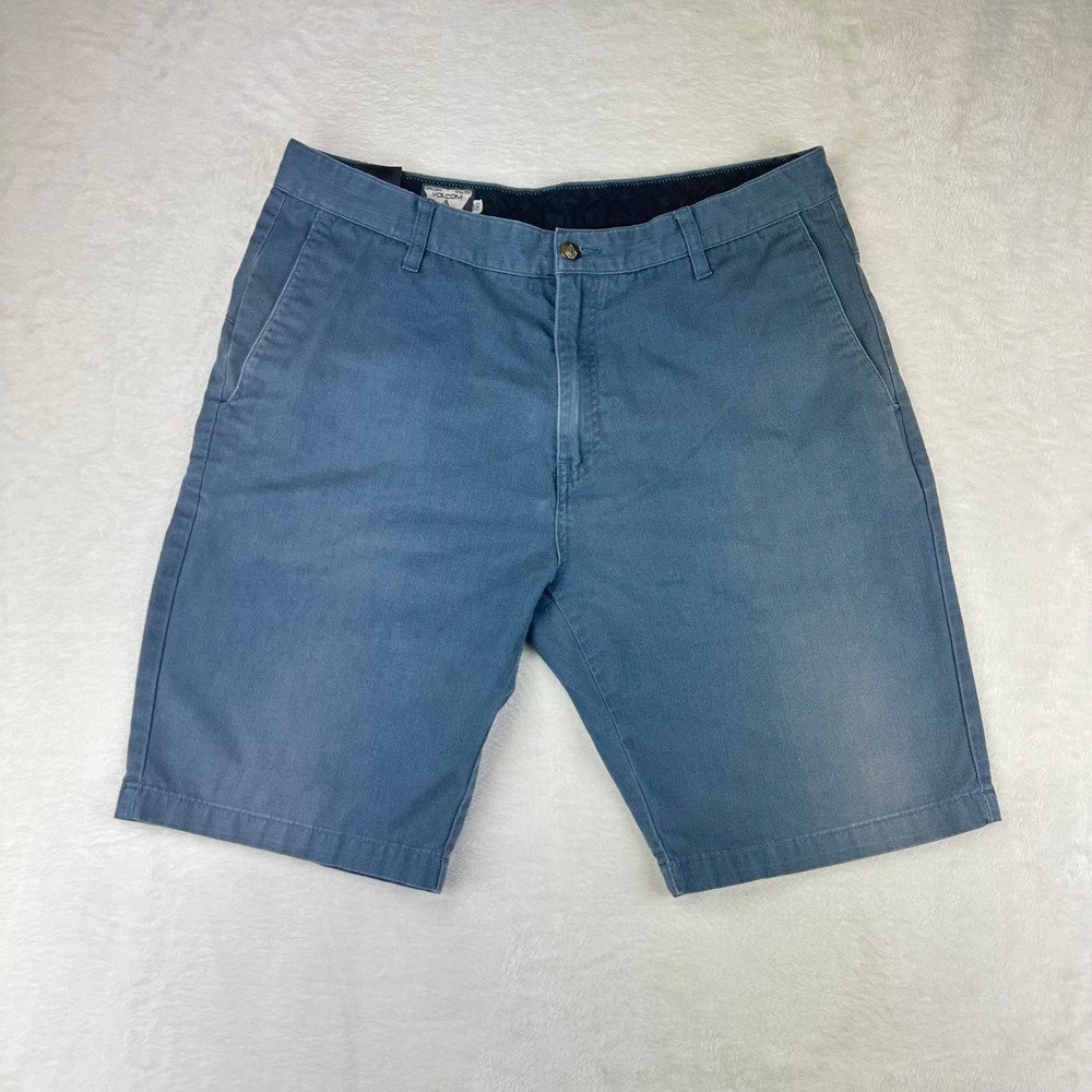 Volcom Chino Shorts Mens Regular 36 Blue Skate Casual Twill Cotton Mid Rise Fade